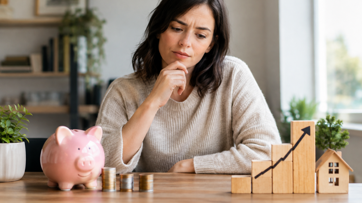 Personne organisant son épargne et ses investissements sur un bureau
