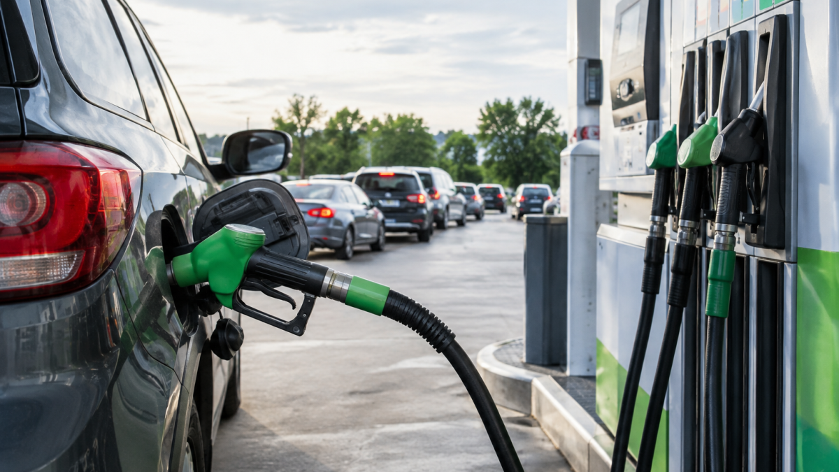 Pompe à essence dans une station-service en France