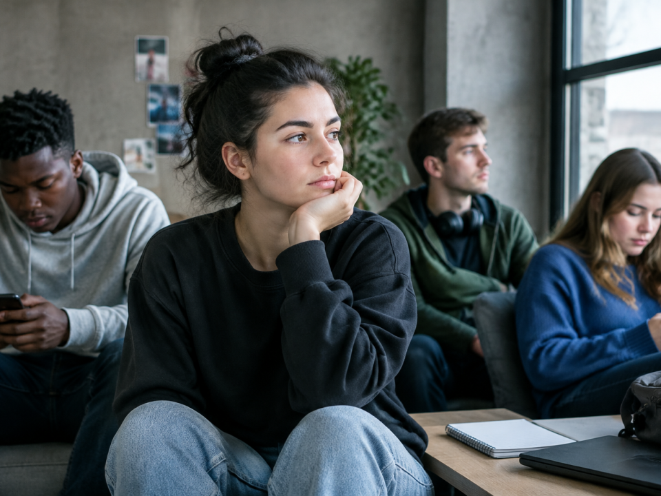 Jeune adulte réfléchissant à son orientation professionnelle et à son accès à l'emploi