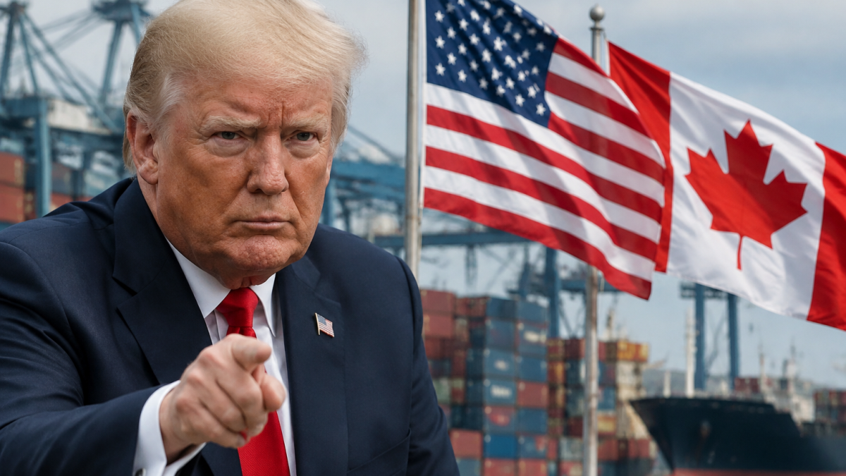 Conteneurs de fret illustrant les droits de douane entre les États-Unis et le Canada