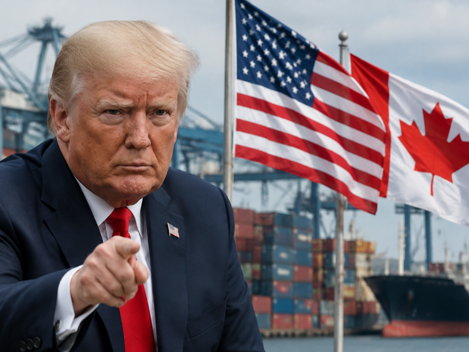 Conteneurs de fret illustrant les droits de douane entre les États-Unis et le Canada